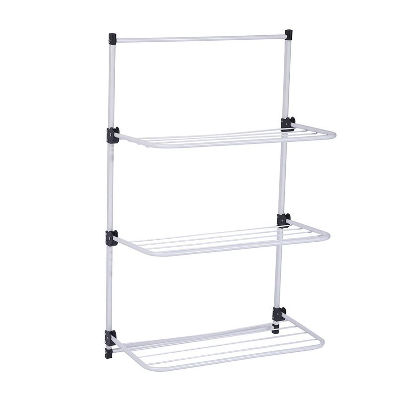 Tendedero de Puerta Metálico Plegable con 3 Niveles Color Blanco