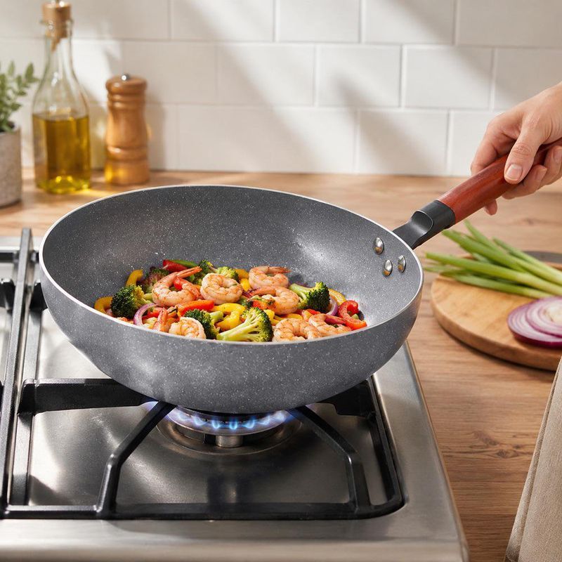 Sartén Wok Antiadherente de Aluminio 28 cm Negro Nordika