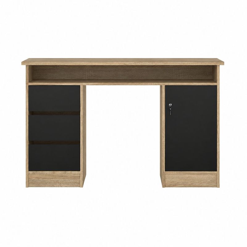 Escritorio Function Plus con 3 Cajones y Puerta con Llave 120 x 50 x 75 cm Roble y Negro