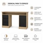 Escritorio Function Plus con 3 Cajones y Puerta con Llave 120 x 50 x 75 cm Roble y Negro