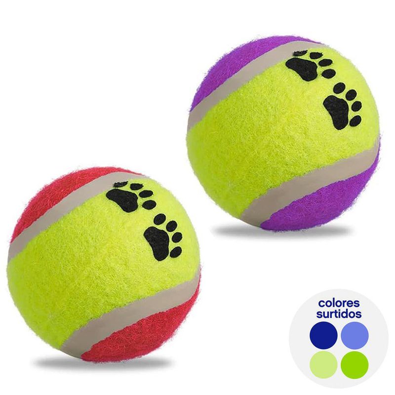 Pelotas de Tenis para Perro 2 Pzas Colores Surtidos