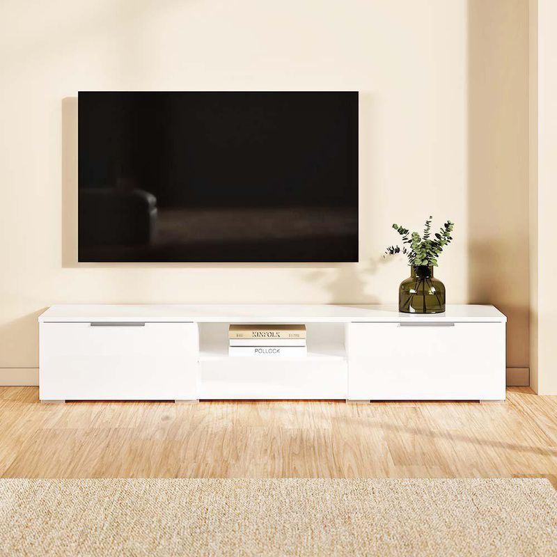 Rack para TV Match Blanco Brillante con 2 Puertas y Pasacables de 172.7 x 39.9 x 33.1 cm