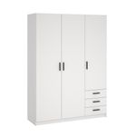 Armario Sprint Blanco de 3 Puertas y 3 Gavetas para Dormitorio de 147 x 49.8 x 200.4 cm
