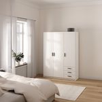 Armario Sprint Blanco de 3 Puertas y 3 Gavetas para Dormitorio de 147 x 49.8 x 200.4 cm