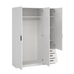 Armario Sprint Blanco de 3 Puertas y 3 Gavetas para Dormitorio de 147 x 49.8 x 200.4 cm