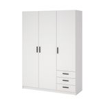 Armario Sprint Blanco de 3 Puertas y 3 Gavetas para Dormitorio de 147 x 49.8 x 200.4 cm