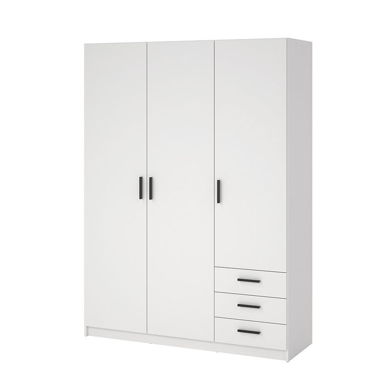 Armario Sprint Blanco de 3 Puertas y 3 Gavetas para Dormitorio de 147 x 49.8 x 200.4 cm