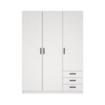 Armario Sprint Blanco de 3 Puertas y 3 Gavetas para Dormitorio de 147 x 49.8 x 200.4 cm