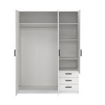 Armario Sprint Blanco de 3 Puertas y 3 Gavetas para Dormitorio de 147 x 49.8 x 200.4 cm
