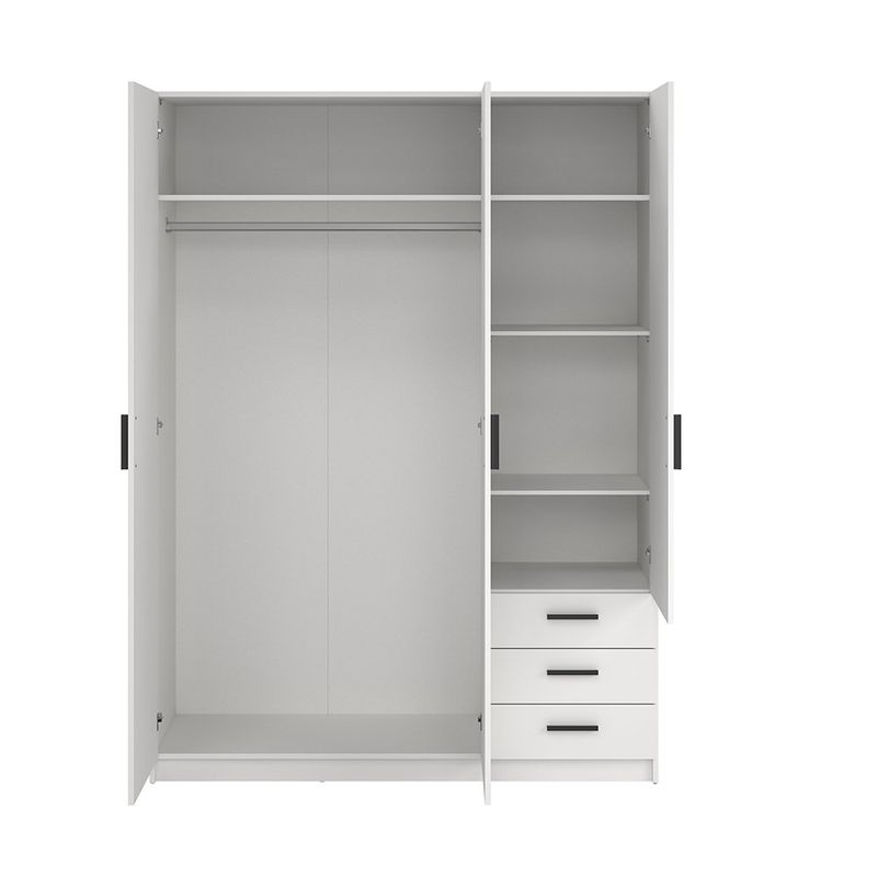 Armario Sprint Blanco de 3 Puertas y 3 Gavetas para Dormitorio de 147 x 49.8 x 200.4 cm