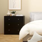 Gavetero May Negro de 3 Gavetas para Dormitorio de 72.4 x 30 x 68.3 cm