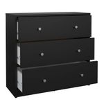 Gavetero May Negro de 3 Gavetas para Dormitorio de 72.4 x 30 x 68.3 cm