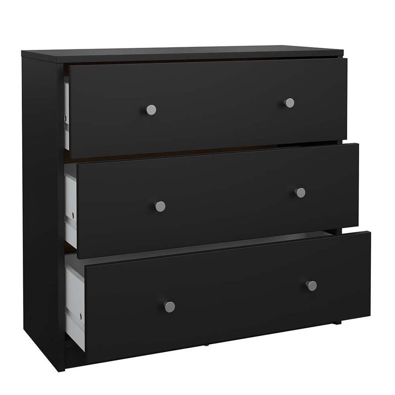 Gavetero May Negro de 3 Gavetas para Dormitorio de 72.4 x 30 x 68.3 cm