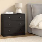 Gavetero May Negro de 3 Gavetas para Dormitorio de 72.4 x 30 x 68.3 cm