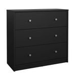 Gavetero May Negro de 3 Gavetas para Dormitorio de 72.4 x 30 x 68.3 cm