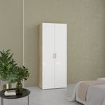 Armario Turin Beige y Blanco de 2 Puertas con Repisas y Barra de 78.7 x 49.75 x 200.9 cm
