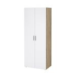 Armario Turin Beige y Blanco de 2 Puertas con Repisas y Barra de 78.7 x 49.75 x 200.9 cm
