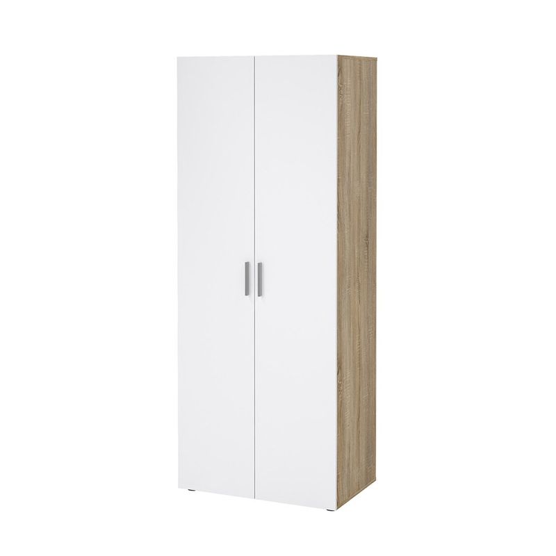 Armario Turin Beige y Blanco de 2 Puertas con Repisas y Barra de 78.7 x 49.75 x 200.9 cm