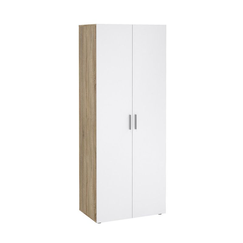 Armario Turin Beige y Blanco de 2 Puertas con Repisas y Barra de 78.7 x 49.75 x 200.9 cm