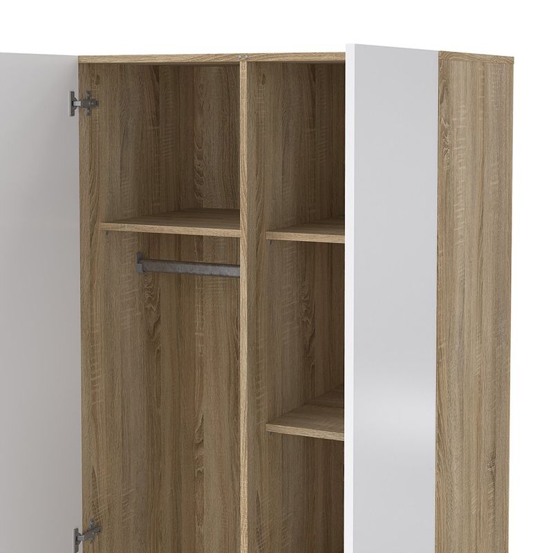 Armario Turin Beige y Blanco de 2 Puertas con Repisas y Barra de 78.7 x 49.75 x 200.9 cm