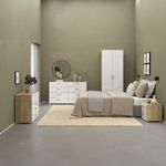 Armario Turin Beige y Blanco de 2 Puertas con Repisas y Barra de 78.7 x 49.75 x 200.9 cm