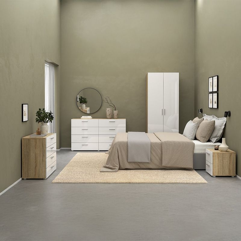 Armario Turin Beige y Blanco de 2 Puertas con Repisas y Barra de 78.7 x 49.75 x 200.9 cm
