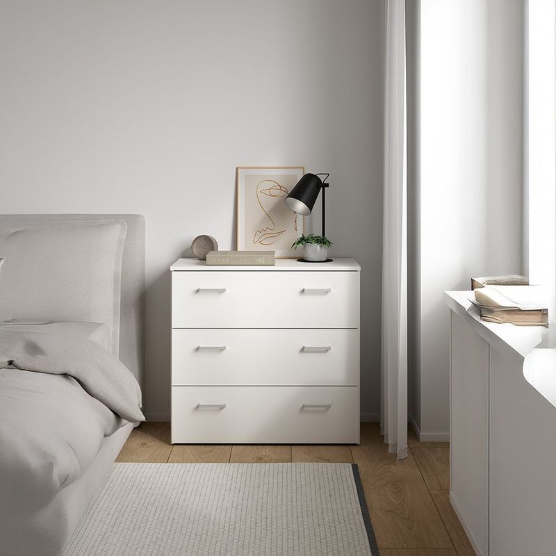 Gavetero Space Blanco de 3 Gavetas para Dormitorio de 74.1 x 36 x 69.9 cm