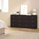 Gavetero Doble May Negro de 6 Gavetas para Dormitorio de 143.1 x 30 x 68.3 cm