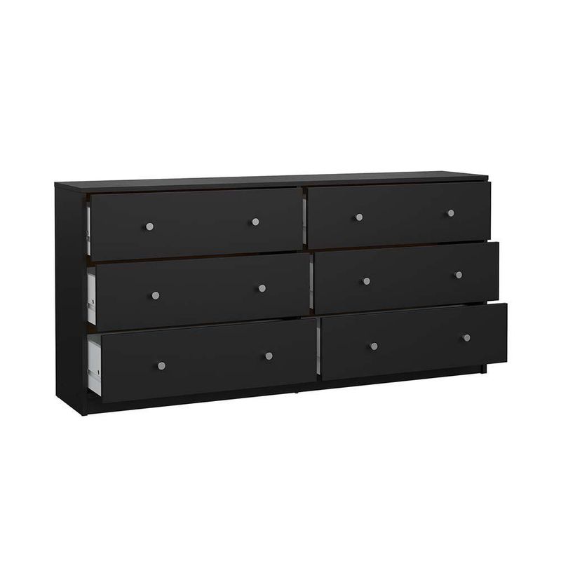 Gavetero Doble May Negro de 6 Gavetas para Dormitorio de 143.1 x 30 x 68.3 cm