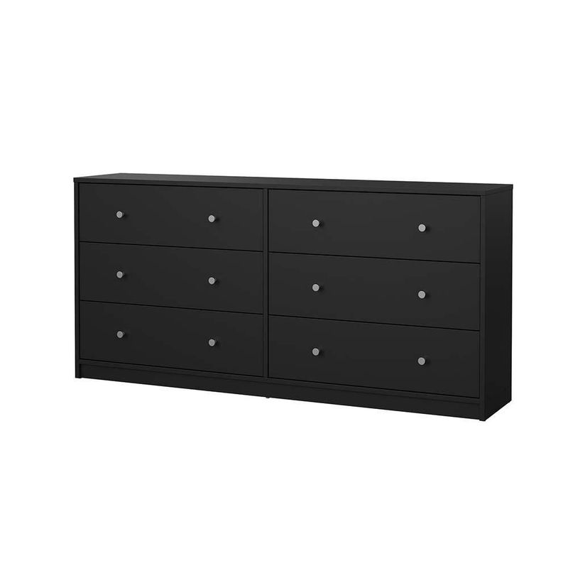 Gavetero Doble May Negro de 6 Gavetas para Dormitorio de 143.1 x 30 x 68.3 cm