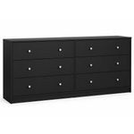 Gavetero Doble May Negro de 6 Gavetas para Dormitorio de 143.1 x 30 x 68.3 cm
