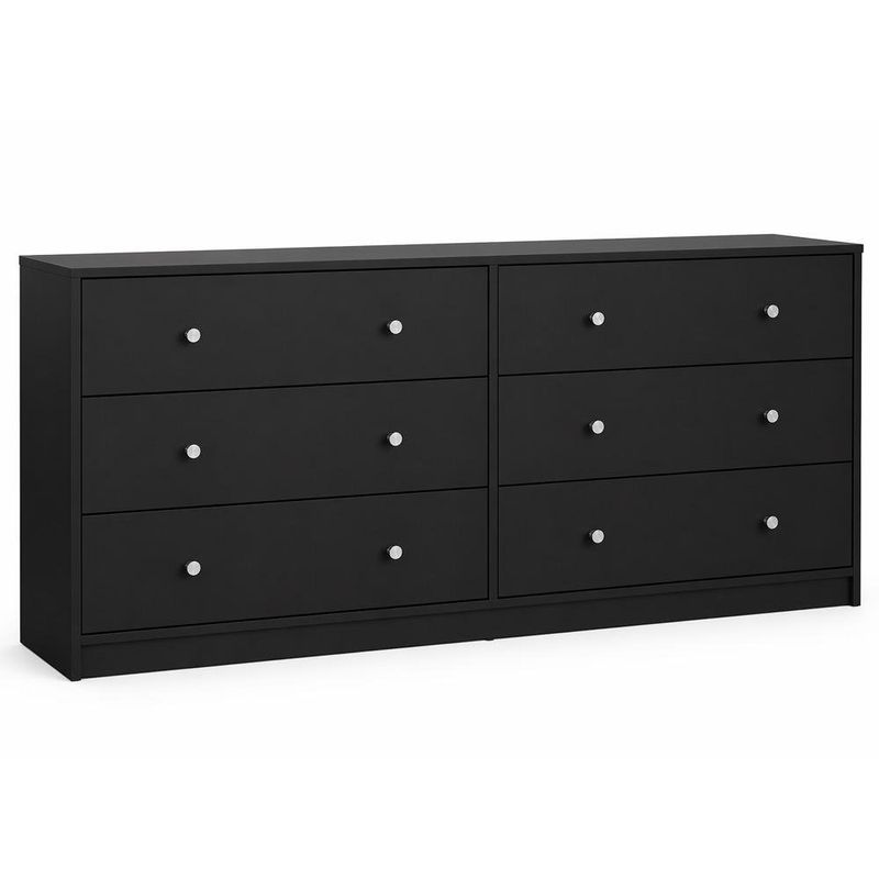 Gavetero Doble May Negro de 6 Gavetas para Dormitorio de 143.1 x 30 x 68.3 cm