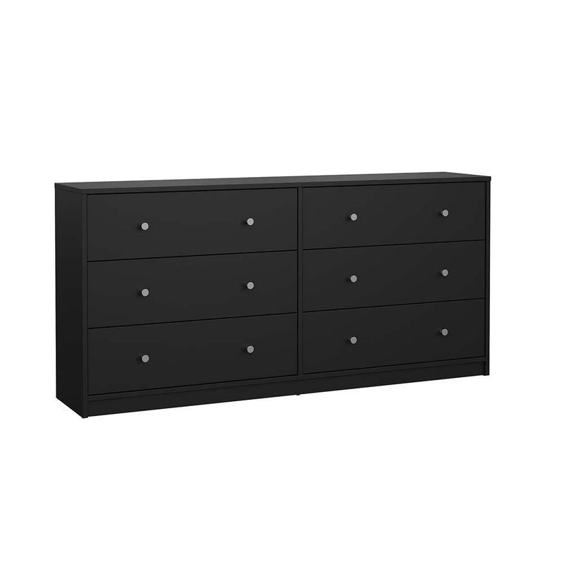 Gavetero Doble May Negro de 6 Gavetas para Dormitorio de 143.1 x 30 x 68.3 cm