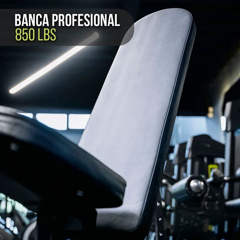Banca Plana Profesional para Press con Capacidad de Carga de 250 kg Color Negro