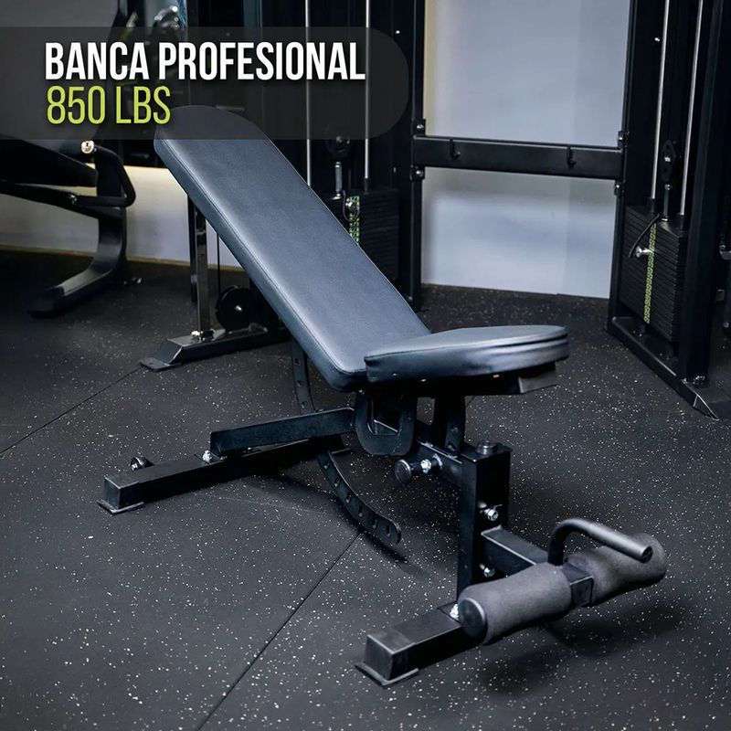 Banca Plana Profesional para Press con Capacidad de Carga de 250 kg Color Negro