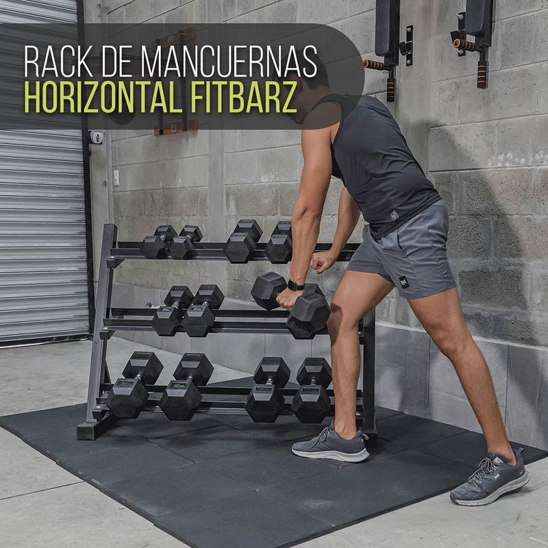 Rack para Mancuernas Horizontal de 2 Niveles de 120 X 100 Cm Color Negro
