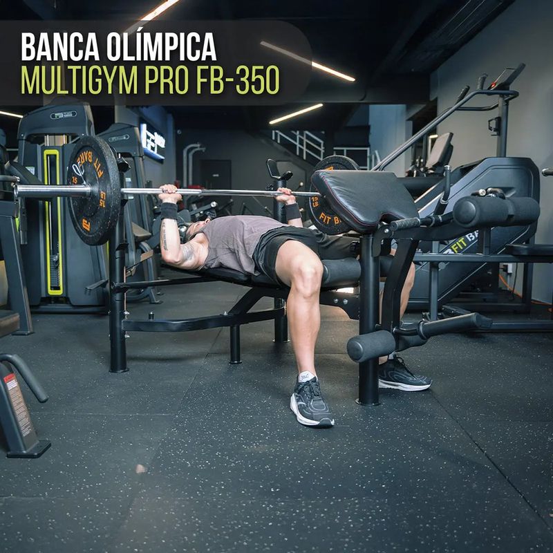 Banco Olímpico FB-350 MultiGym Pegable Color Negro