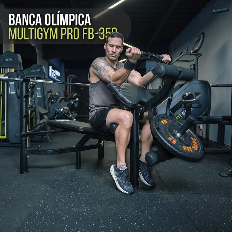 Banco Olímpico FB-350 MultiGym Pegable Color Negro
