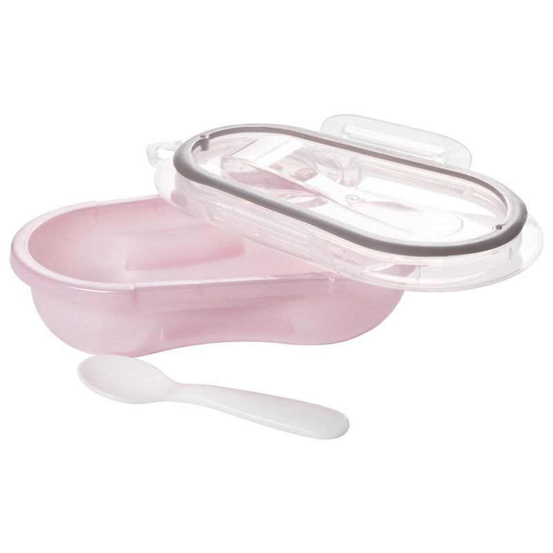 Contenedor de Alimentos con Seguro y Cuchara Diseño Oso Color Rosado