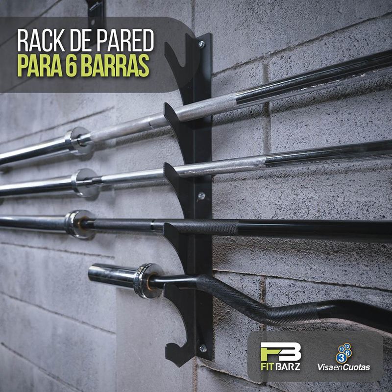 Rack de Pared para Barras Olímpicas y Estándar de 60 Cm Color Negro
