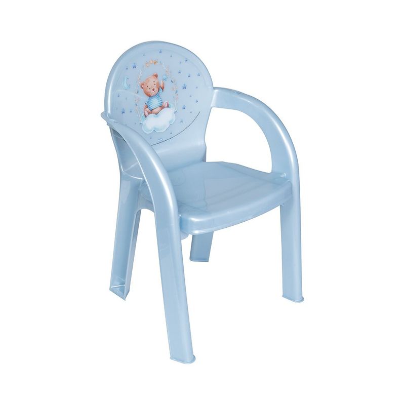 Sillón Infantil con Bandeja Decorativa Diseño Oso Color Azul