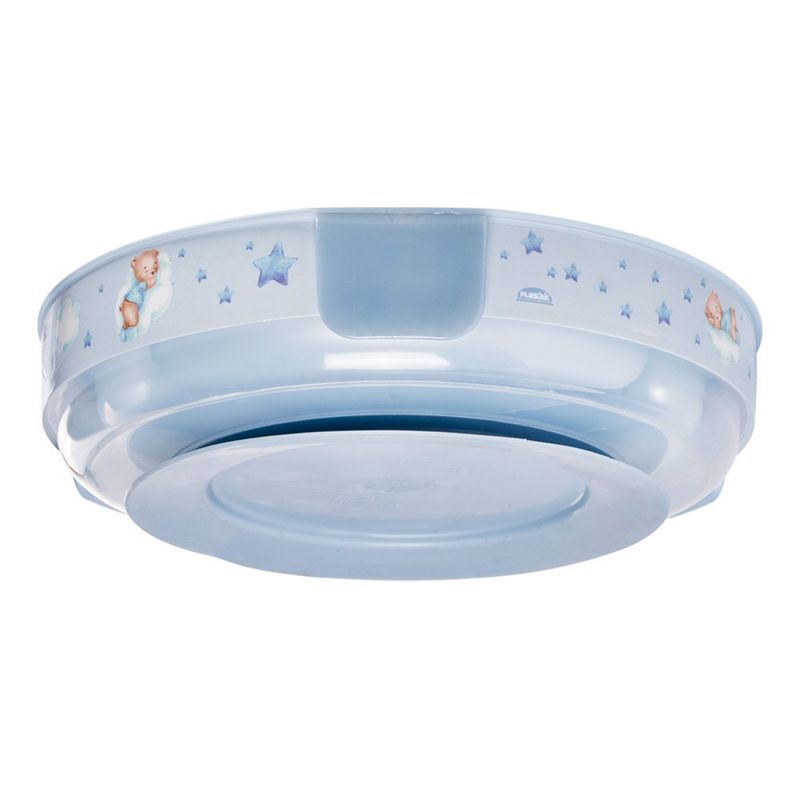 Plato Térmico Infantil con Ventosa y Seguro Diseño Oso Color Azul