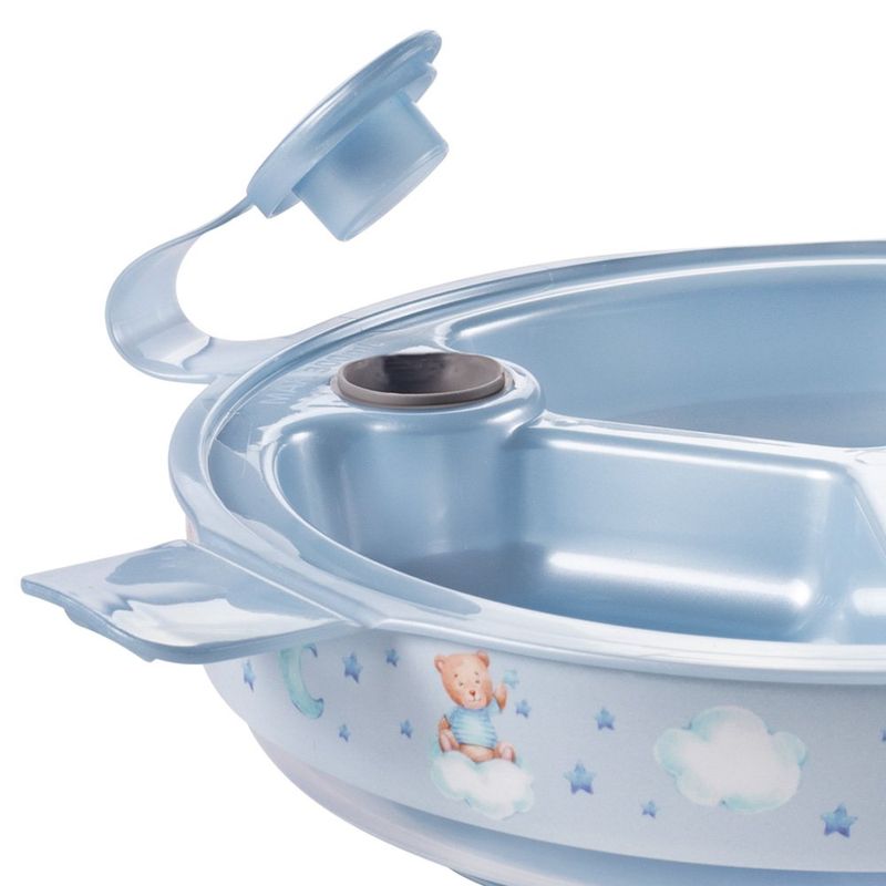 Plato Térmico Infantil con Ventosa y Seguro Diseño Oso Color Azul