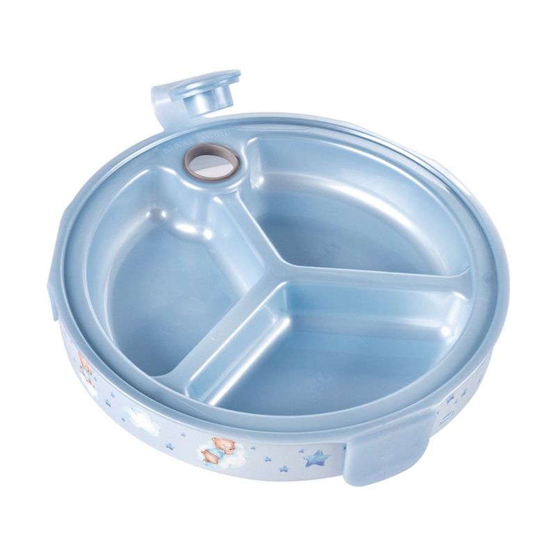 Plato Térmico Infantil con Ventosa y Seguro Diseño Oso Color Azul
