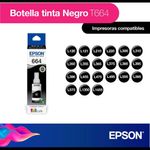 Tinta Epson T664120 Negra de 70 mL para Impresoras EcoTank Compatibles