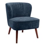 Sillón Acento de Tela Azul con Respaldo Canaleteado para Sala de 71 x 65 x 74 cm