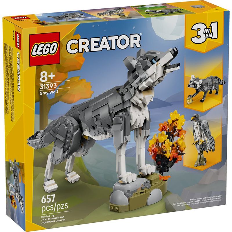 LEGO Creator 3 en 1 Animales del Bosque: Lobo Gris #31393 de 657 Piezas