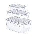 Set de 3 Organizadores para Refrigerador Transparentes con Aro Blanco