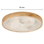 Ventilador de Techo LED Empotrado Color Blanco con Acabado Madera Natural y Control Remoto