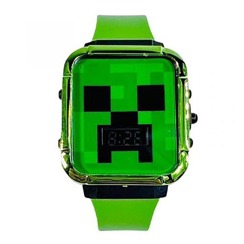 Reloj Digital LED Infantil Diseño Minecraft Creeper Color Verde